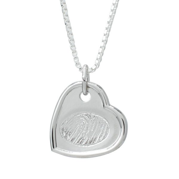 Silver Indented Heart Fingerprint Pendant